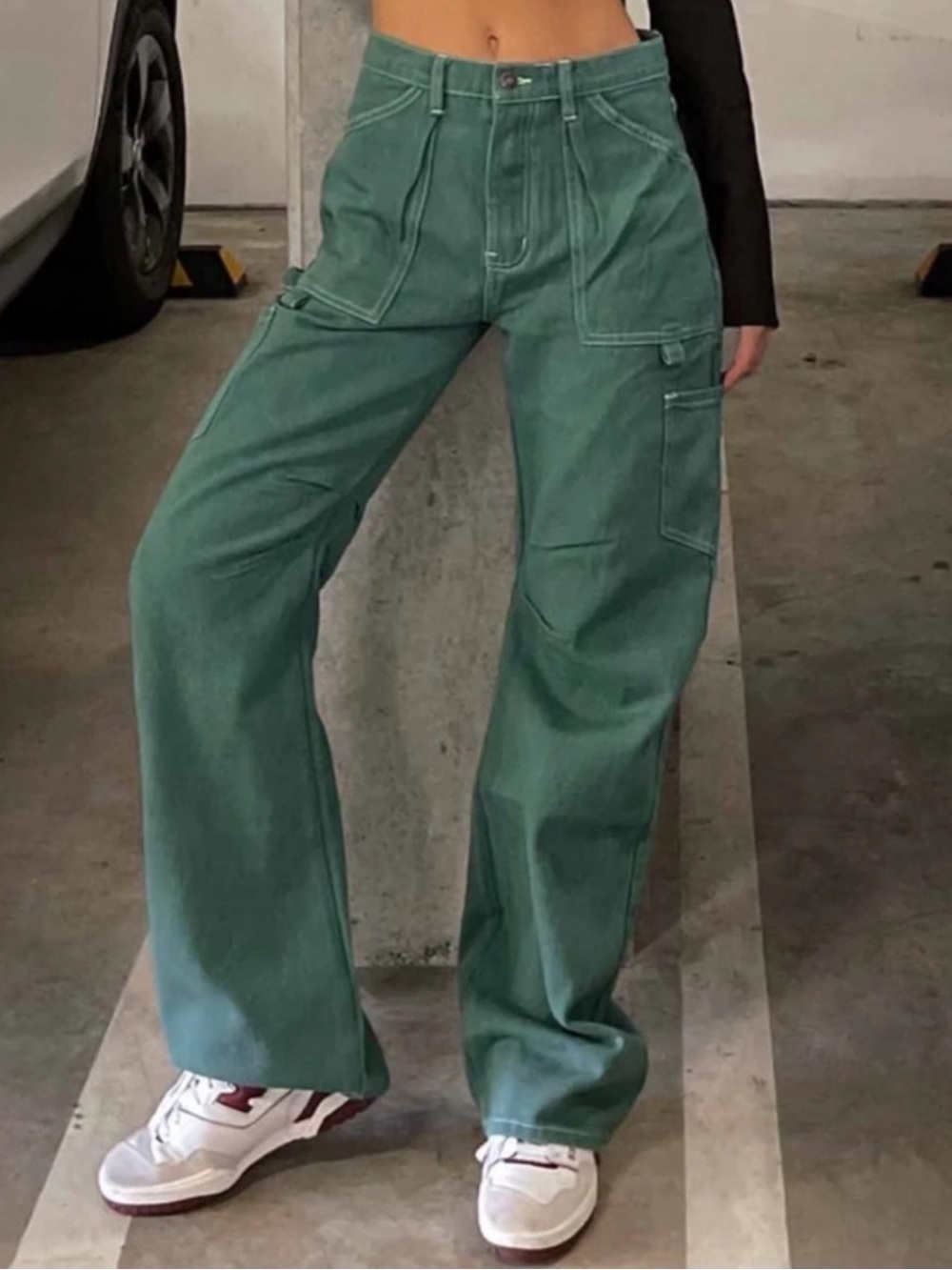 Lioness Miami Vice Pants Women’s Small Green NWT 100% Cotton Wide Leg cargo
